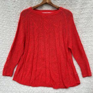 Rosie Neira Anthropologie‎ Sweater Womens Small Red Orange Open Knit Pullover